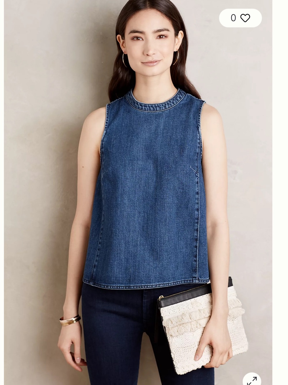 Anthropologie Holding Horses Denim Tank Flowing Top Size 4 EUC 100%Cotton